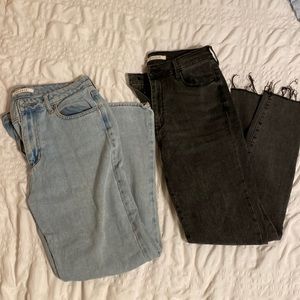 Pac Sun. light wash mom jean size 27. black wash high rise jegging size 26